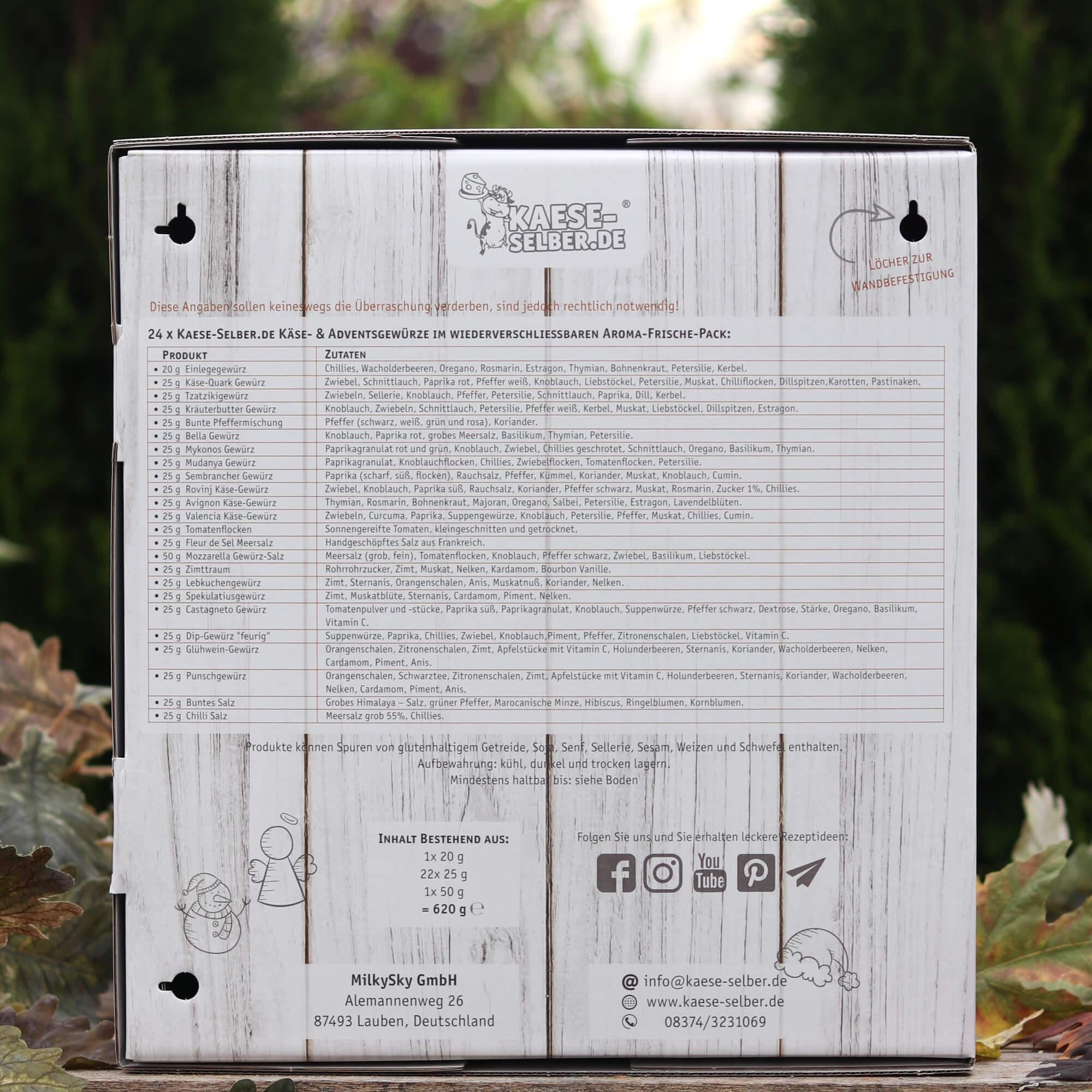 Gewürz-Adventskalender 2025 mit 24 hochwertigen Käse- & Weihnachtsgewürzen