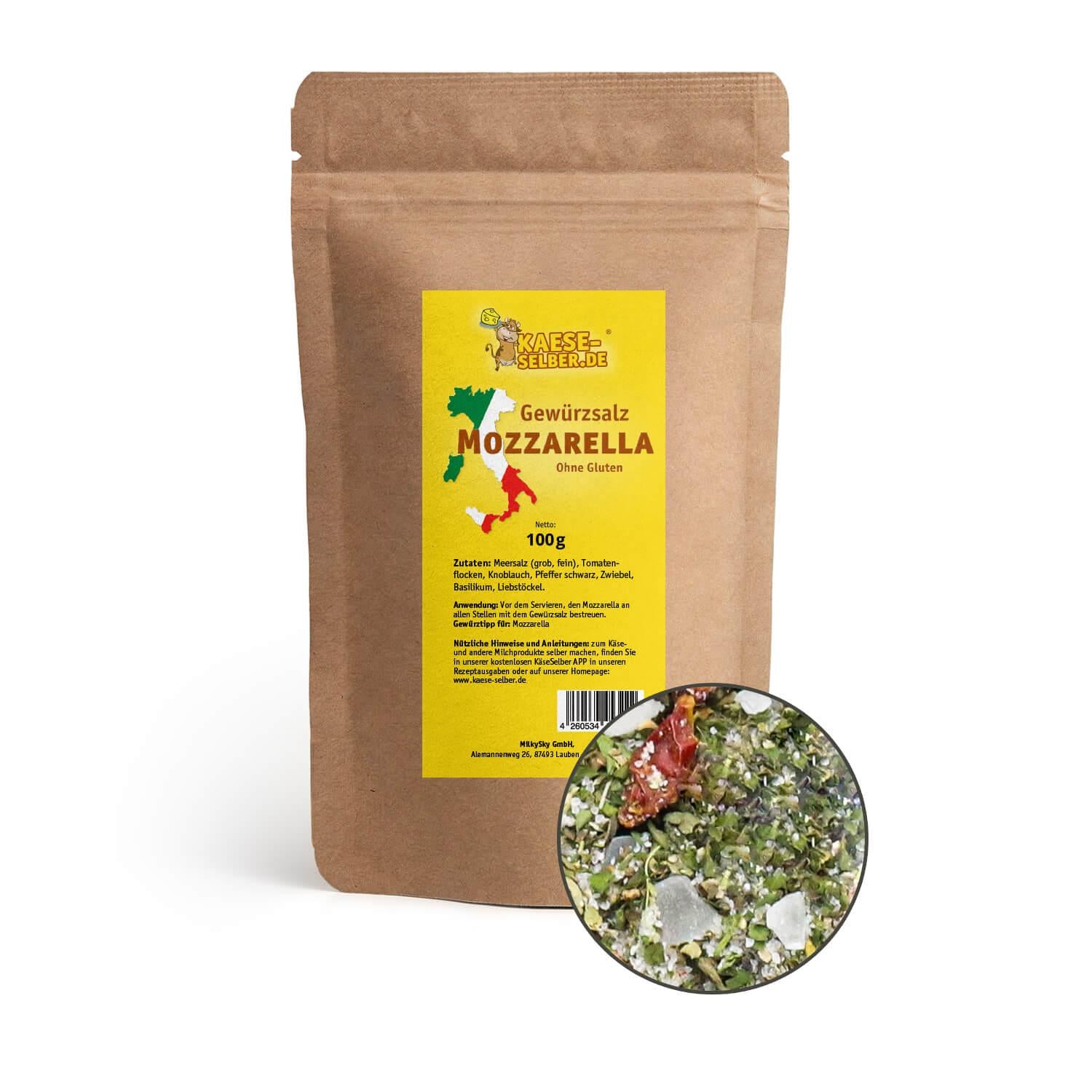 Mozzarella Gewürzsalz 100 g - Gewürzmischung | KAESE-SELBER.DE Mozzarella Gewürzsalz 100 g - Gewürzmischung | KAESE-SELBER.DE